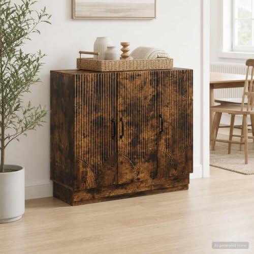 Aparador moderno de 89 cm en madera oscura con amplio espacio interior 2