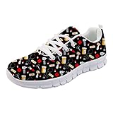 Material interior: textil. HUGS IDEA - Zapatillas deportivas ligeras para correr de carretera, diseño de dibujos animados, color Negro, talla 37 EU