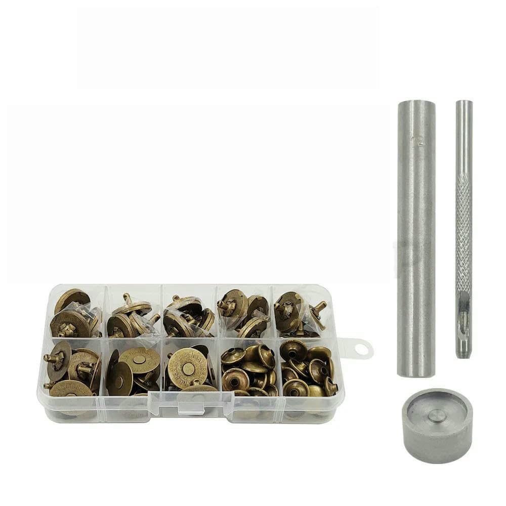 20 juegos/lote de botones magnéticos de 14,0 mm a 18 mm para bolsos, hebillas con broches magnéticos, con caja de herramientas para coser bolsos, cierres artesanales, cobre, 18 mm