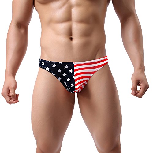 ONEFIT Mens Flag Underwear American Flag Printed Boxers and Thong G-String Briefs2