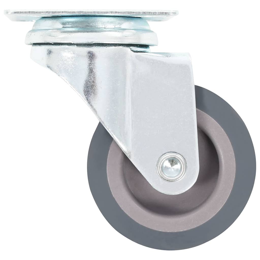 Lenkrollen Set 4 Stk. 50 mm grau TPR Eisen mit Zinkbeschichtung für Werkbank Wagen Rollwagen Plattformwagen Materialfluss Transporttechnik Lagerlogistik leise leichtgängig