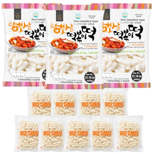 Unha's Korean Tteokbokki Garaetteok Rice Cake Sticks, 63.48 oz 3 Pack