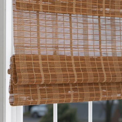 AureSun Bamboo Roman Shades for Windows, Cordless Chestnut Natural Woven