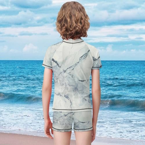 White MarbleChildren's Casual Swimsuit Set - Simple and Versatile7-9Y（120cm）2
