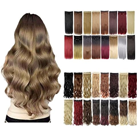 Florata 30 Inches 3/4 Full Head One Piece 5clips Clip in Hair Extensions Hairpieces Long Straight Rose Red Cover