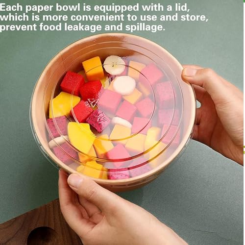 Image of 750 ML Round Brown Paper Food Container with Lids, Disposable Take Out Storage Box for Hot /Cold Foods, Party Supplies for Soup, Salad, Dessert, Pasta, Noodles (20 pcs)
