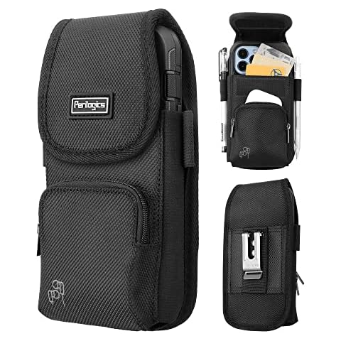 Rugged Nylon Phone Holster with Belt Clip and Zipper Storage Cover