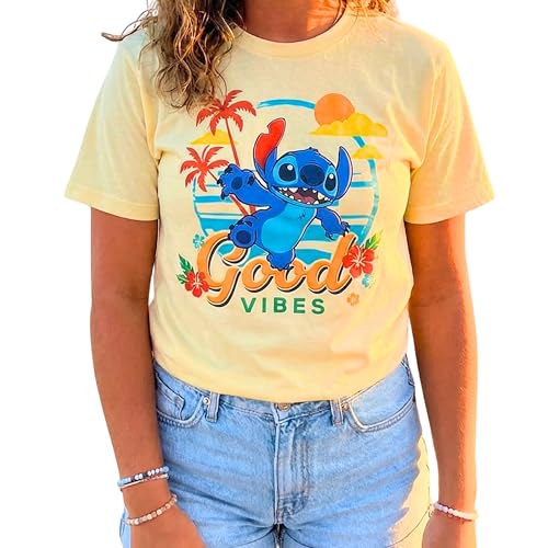 Image of Disney Lilo & Stitch Juniors Graphic T-Shirt - Stitch Tee for Women, Short Sleeve, Sizes XXS-3XL