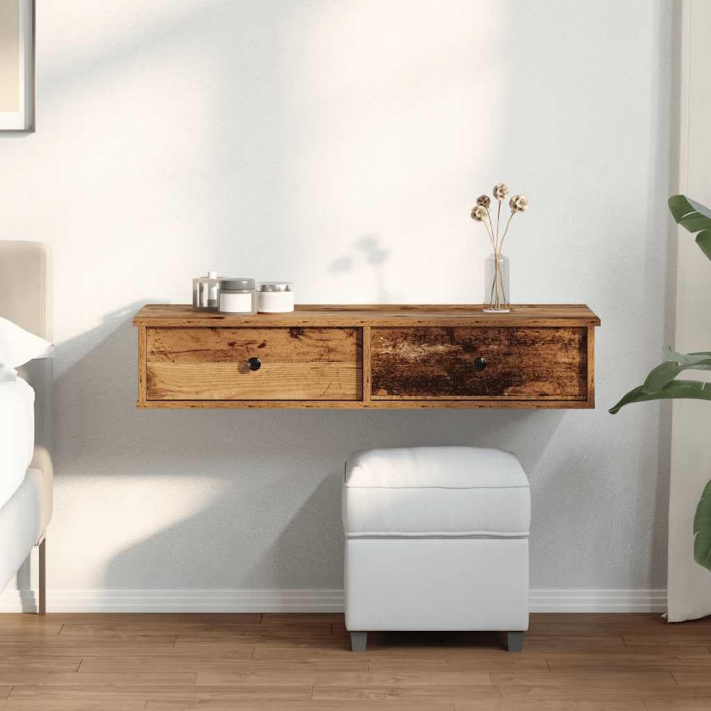 vidaXL Estante de Pared con cajones Madera contrachapada Madera Vieja