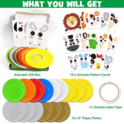 15Pcs Paper Plate Art Kit For Kids Toddler Crafts Safari Jungle Animals Art Kits Simple Diy Animals Paper Plate For Boys Girls Craft Parties Groups And Classroom #TOP3