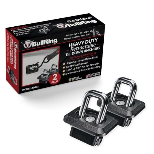 Bull Ring Inner Bed Retractable Truck Bed Tie Down Anchors, Built for 2007+ Chevy Silverado & GMC Sierra, 2015+Chevy Colorado&GMC Canyon. Mounts in Truck Bed Stake Pockets, Easy Installation (1 Pair)