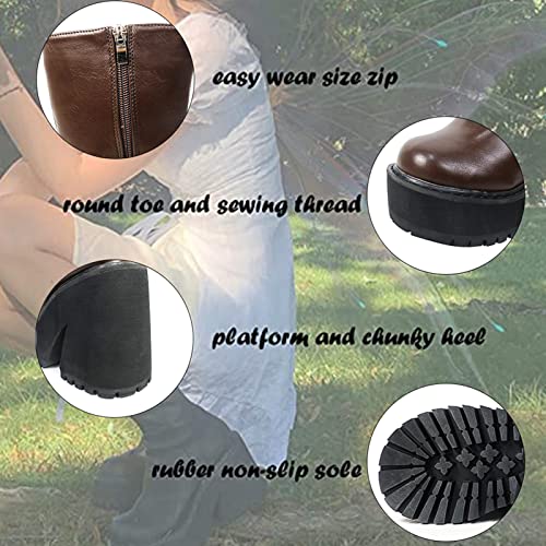 AMINUGAL-Womens-Wedge-Heel-Ankle-Boots-Platform-Zipper-Punk-Motorcycle-Booties-Chunky-Block-High-Heel-Round-Toe-Fashion-Work-Combat-Boots-Mid-Calf-For-Women