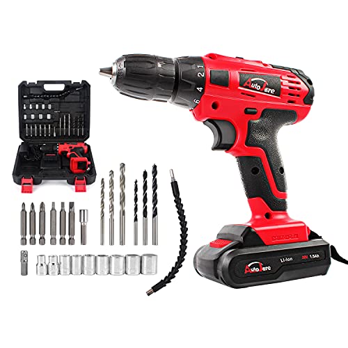 Akku Akkuschrauber Bohrschrauber 18V 20V MAX 1500mAh 28Nm 8-tlg Zubehör Set 18+1 Drehmomentstufen Schnellladegerät 100V…