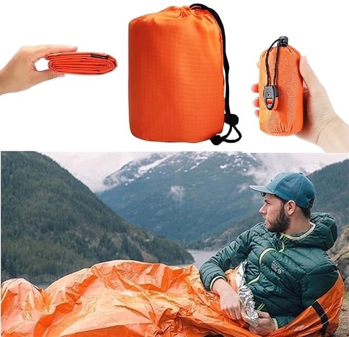 Emergency Sleeping Bag Survival Bag 1 Pack | Thermal Waterproof Mylar Flygon Sack for Adults | Portable Emergency Sleeping Bags for Survival, Extreme Cold, Camping, Hiking, and Outdoor Emergency Gear-image-20