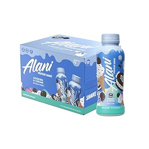AlaniS Nu Protein Shake, Ready to Drink, Naturally Flavored, Gluten Free, Only 140 Calories with 20g Protein per 12 Fl Oz bottle (12 Pack, Cookies & Cream)