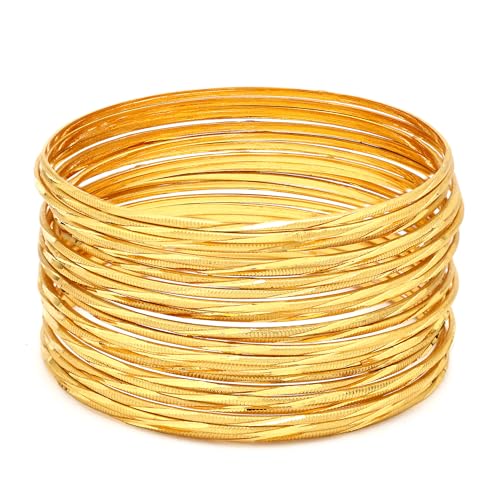 Image of ZENEME One Gram Gold Plated Set of 12 Traditional Bangles for Women and Girls