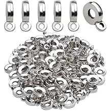 Aylifu 100pcs Antique Silver Bail Beads Connector Bail Bead Spacer Bail Tube Beads Charms for Bracelet Necklace Pendant Crafts Jewelry Making Supplies