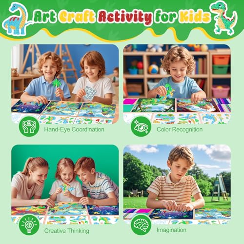 homicozy Art & Craft Activity for Kids-Foil Fun Dinosaur,No Mess Art Crafts for Girls,DIY Foil Foam Stickers,Creative Activity Kits,Kids Travel Toys,Gifts for Girls & Boys Ages 4-10 - Image 7