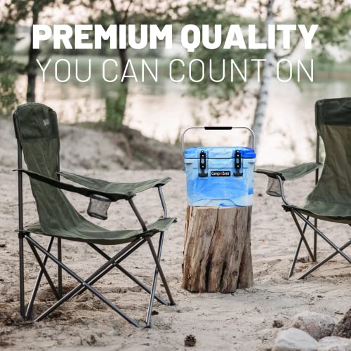 Camp-Zero 10 | 10.6 Qt. Cooler With 2 Molded-In Cup Holders & Folding Aluminum Handle | Thick Walled, Freezer Grade Cooler With Secure Locking System & Tie Down Channels (Blue/White)… #TOP6