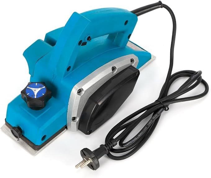 Cepilladora eléctrica, 800 W, cortes precisos hasta 1 mm, ancho 82 mm, guía V para carpinteros, lijar y cortar madera