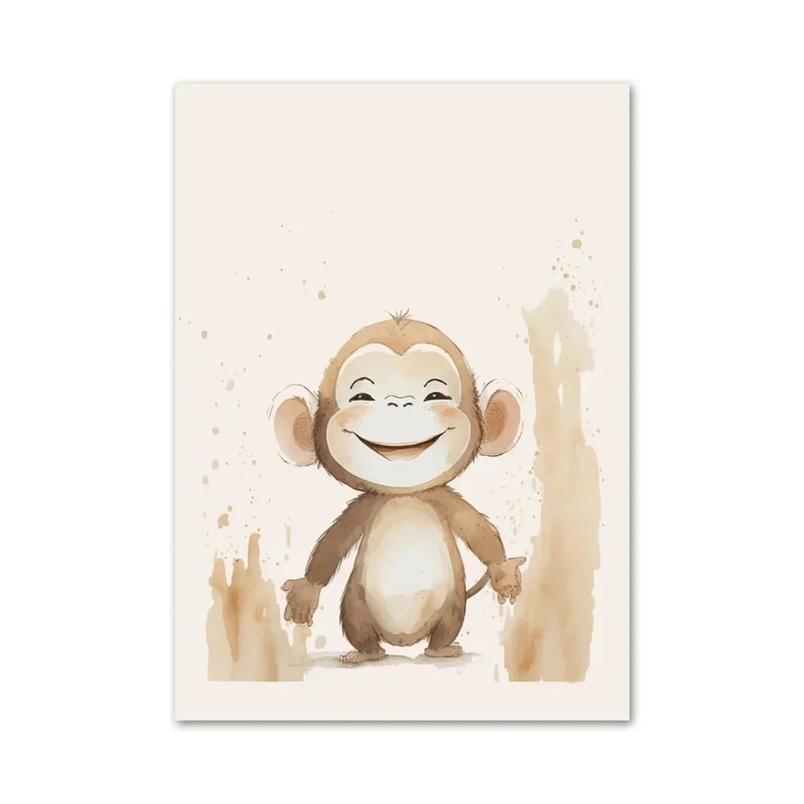 BYAMBD Aesthetic Pictures Smile Lion Sloth Rabbit Tiger Elephant Fox Dog Wall Art Canvas Posters Cute Animals Prints Nursery Home
