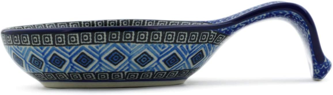 Polmedia Polish Pottery Spoon Rest - Aztec Sky Pattern Handmade in Boleslawiec Poland by Ceramika Artystyczna + Certificate of Authenticity