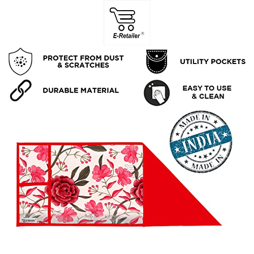 Image of Polyester 3-Layered Microwave Oven Top Cover With 4 Utility Pockets Suitable for Upto 30 Liter (Red,36x14 In)