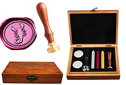Coffret décoratif sceau de cire de scorpion et cuillère en bois idée cadeau originale