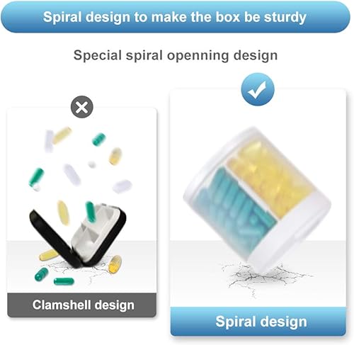 Miniatura 5 de Organizador de suplementos extra grande y pastillero portátil con 8 compartimentos, dispensador de medicamentos de doble capa, organizador mensual