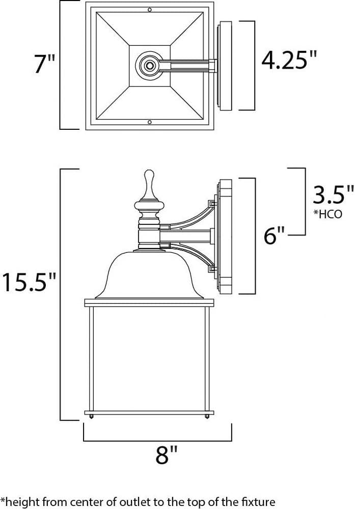 Maxim Lighting Setor 1-Light Outdoor Wall Lantern | Black Finish | Glass Shade | Mediterranean Porch Patio Lantern | 1056BK