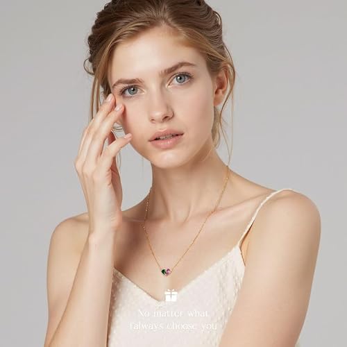 Turandoss Collier Pierre de Naissance Femme Or Cœur Collier Personnalisé Ado fille, Bijoux Cadeaux Noël pour Femme Petite Amie Adolescente Cadeau Fille Anniversaire – vue 4