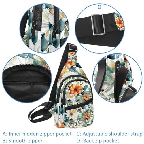 Mochila cruzada Multicolor 14 con estampado botánico de hojas verdes 4