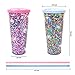 QTOP Glitter Tumbler 4 Pack 22 Oz, Double Walled, Tumbler With Lid And Straw Bpa Free, Reusable Easy Care Plastic Cold Cup With Added Bling - Assorted Colors