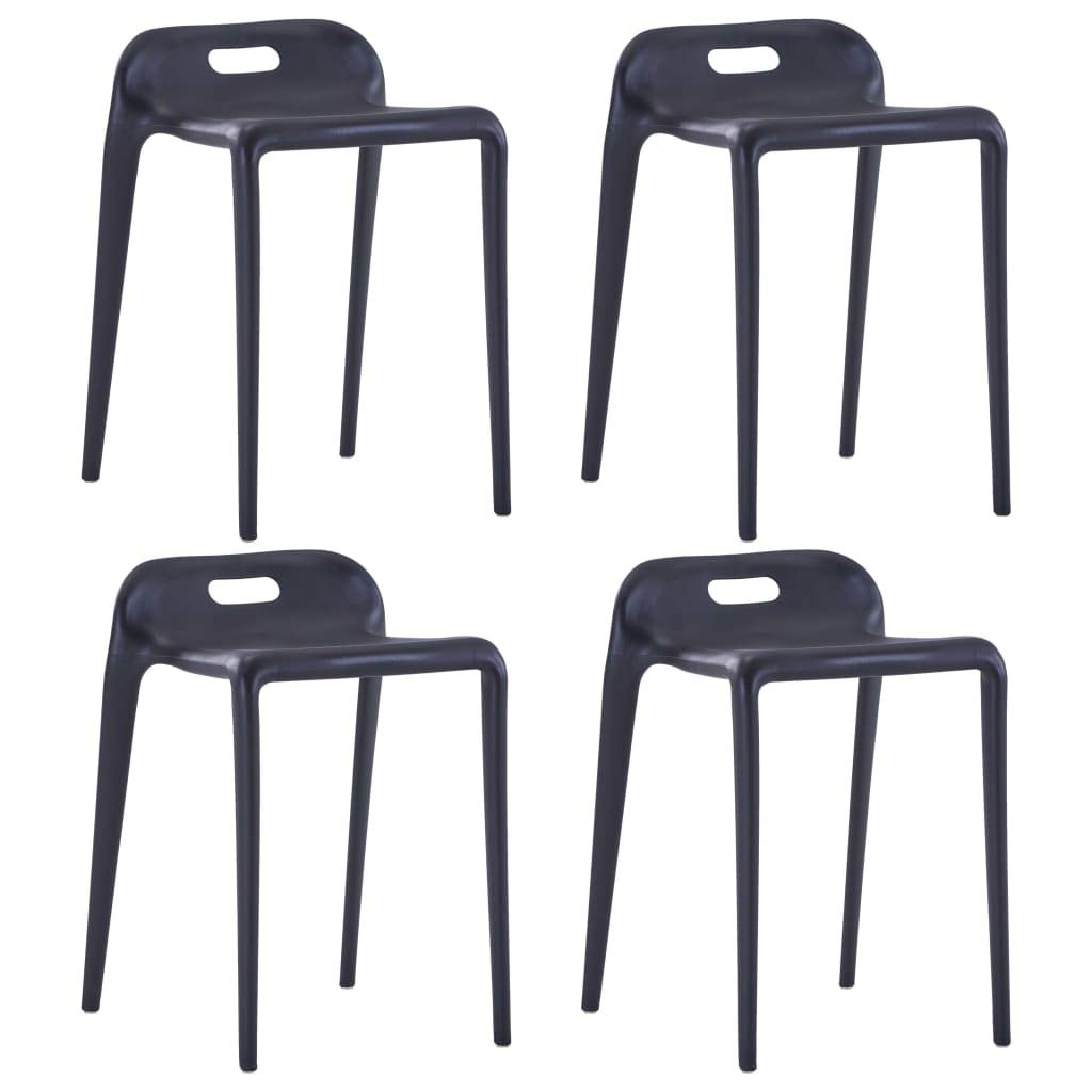 vidaXL 4X Tabourets Empilables Tabouret de Cuisine Tabouret de Salle à Manger Tabouret de Bar Comptoir Bistrot Maison Noir Plastique
