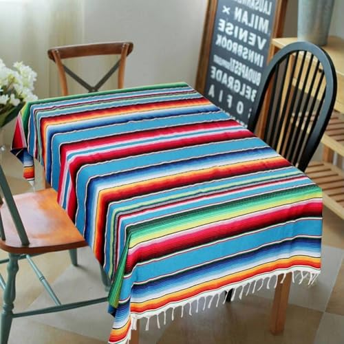 Nappe Mexicaine Rayée en coton tissé multicolore pour décoration de table - 8