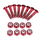 Generic Premium Skateboard Truck Mounting Hardware Kit - 8 Pieces, Red, 1 inch