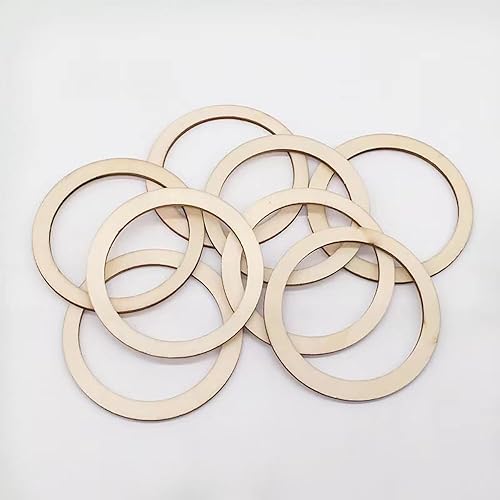 Miniatura 4 de 100 piezas de bloques de cilindro de madera de 2.4 in para manualidades, anillos de aro de madera redondos sin terminar, corona de madera, marco de