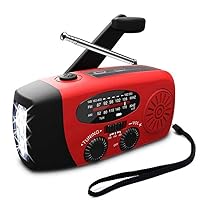 DIBAR Radio Solar de Emergencia con manivela portátil Dynamo Radiocon,Linterna LED,Radio Am/FM,batería de 2000mAh para Carga de teléfono movil,Senderismo,Camping Actividades al Aire Libre,Alarma SOS