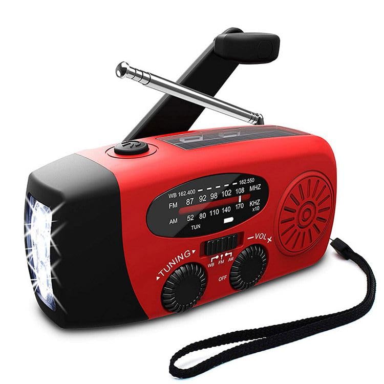 Radio solaire d'urgence portable AM/FM dynamo avec lampe LED de camping