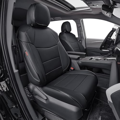 EKR Sienna Seat Covers for 2021 2022 2023 2024 2025 Toyota Sienna LE, XLE,8 Seats,2nd Row 4/2/4 Split,Waterproof Seat Covers Full Set for Trucks,Car Seat Protectors - Three Row,Leather(Black)