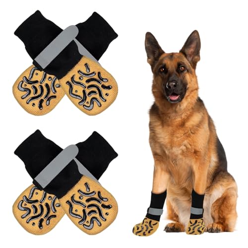 GVSS 4 Pièces Chaussettes pour Chiens Antidérapantes 7,5 x 18 cm, Chaussettes Chien avec Semelles...