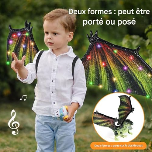 Ailes de dragon pour bébé électriques avec éclairage LED et musique pour fête - 4