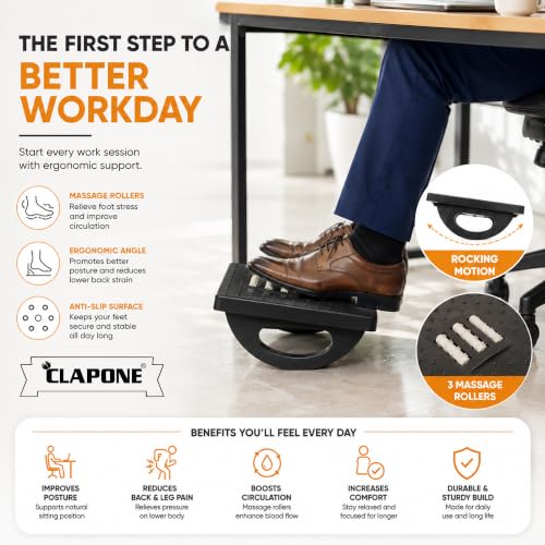 Image of Foot Rest for Office Chair with Acupressure Points & Massage Rollers, Under Desk Footrest for Home, Office, Work Desk, Computer Table & Sofa, Adjustable Foot Stool for Relaxation, (Rounded)