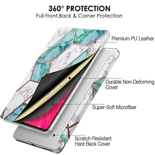 Image of DuraSafe iPad Pro 12.9 inch 4th Gen 2020 Cover A2229 MY2H2HN /A MY2J2HN /A A2069 MXAT2HN /A MXAV2HN /A MXAU2HN /A MXAW2HN /A A2233 MY3K2HN /A MY3J2HN /A MXFY2HN /A MXG12HN /A MXFX2HN /A MXG02HN /A - Marble Green