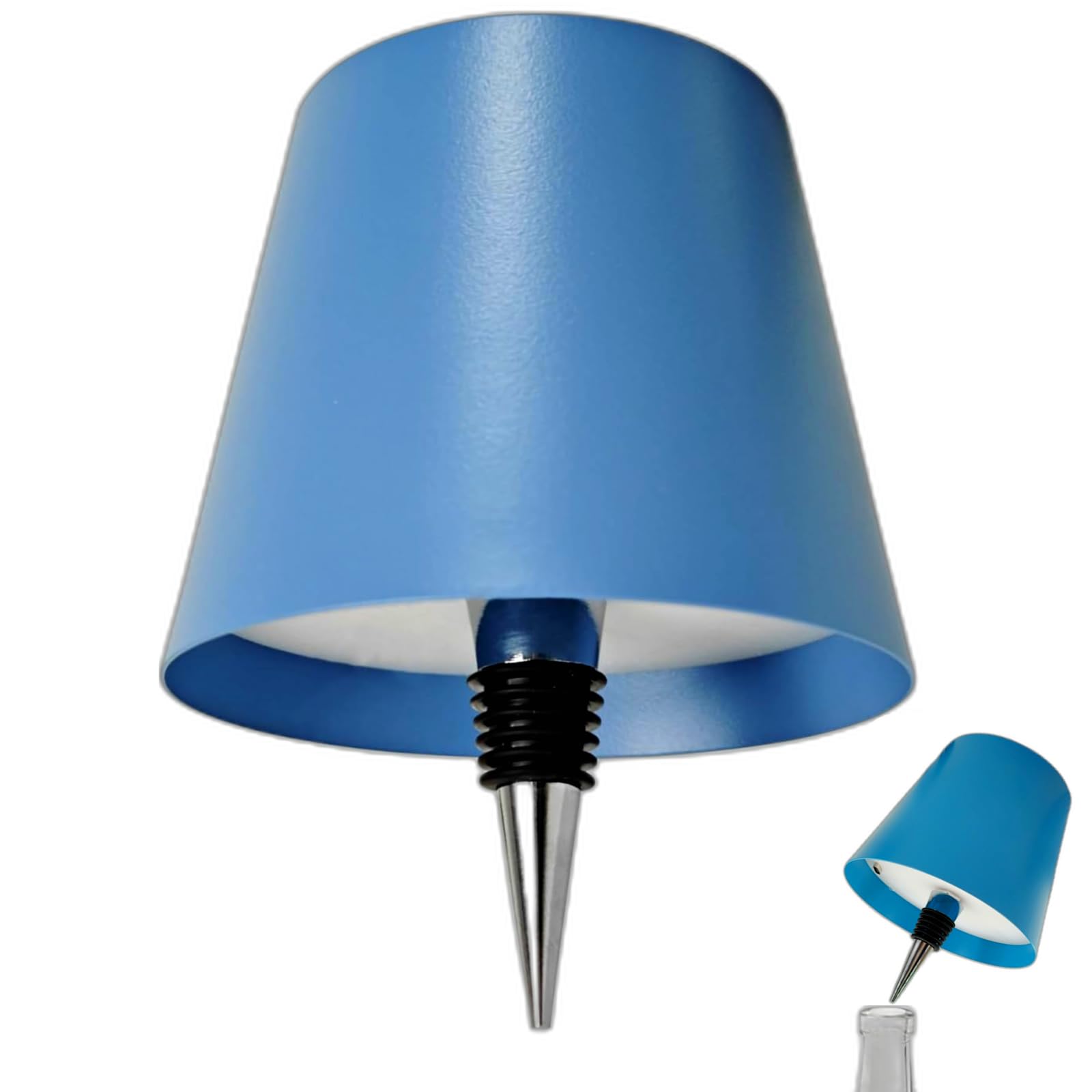 Brabola Wireless Bottle Lamp, Wine Bottle Light Kit 3 Color Dimmable Battery Operated Rechargeable Touch Table Lamp Shade for Restaurant, Bar, Home, Office, Christmas (Blue)
