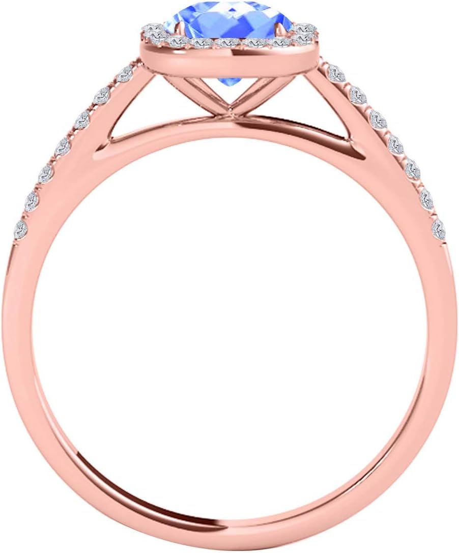 1.27 Carat Cushion Shape Aquamarine Bridal Set 4-prong 10k Rose Gold
