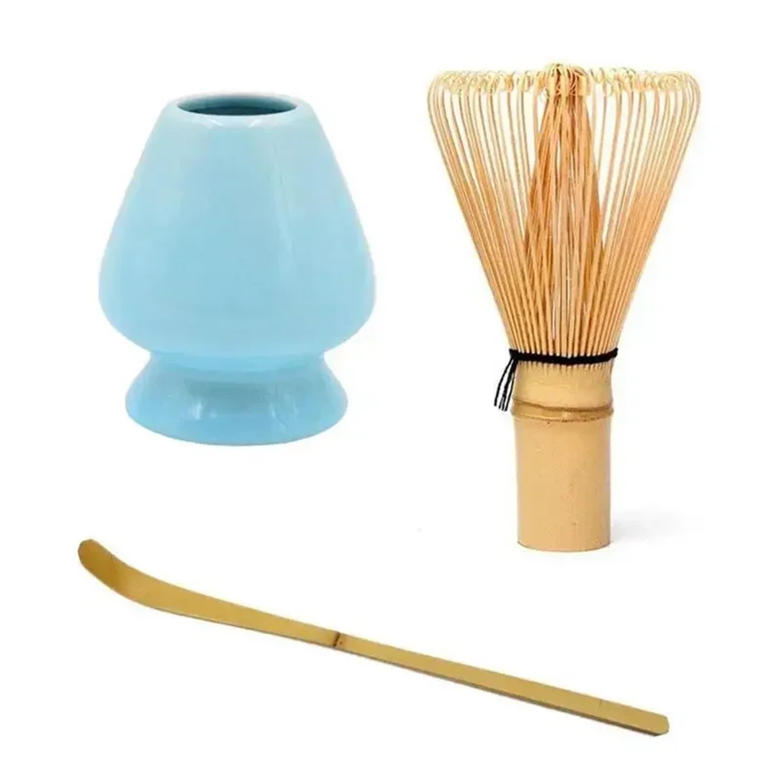 Matcha-Teelset Matcha Grüntee-Schneebesen, Schaufel, Tiefer, Löffel + Halter, Zubehör(Blue)