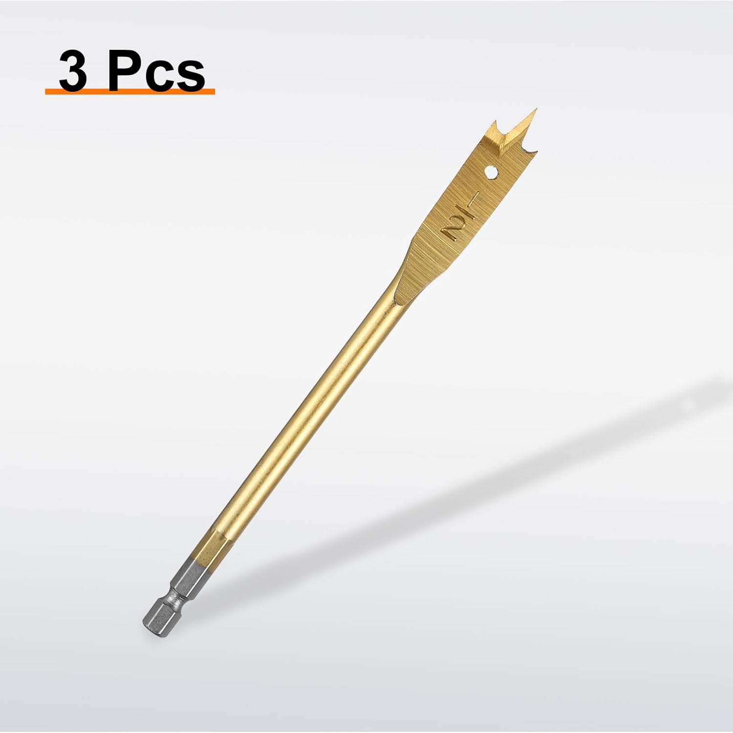 HARFINGTON 3Pcs Spade Drill Bit 1/2" Paddle Flat Bits Wood Hole Cutter with Quick Change 1/4 Inch Hex Shank for Woodworking Fiberglass, Gold Tone