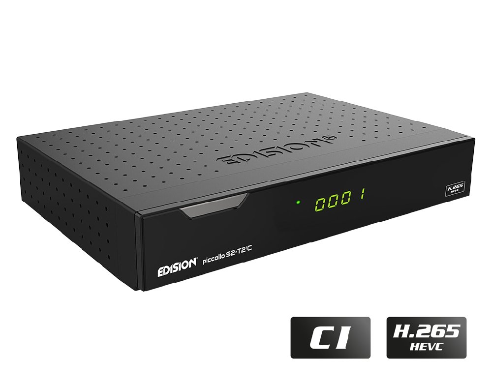 Edision PICCOLLO S2+T2/C Combo Receiver H.265/HEVC (DVB-S2, DVB-T2, DVB-C,) CI Full HD USB Schwarz inkl. HDMI Kabel