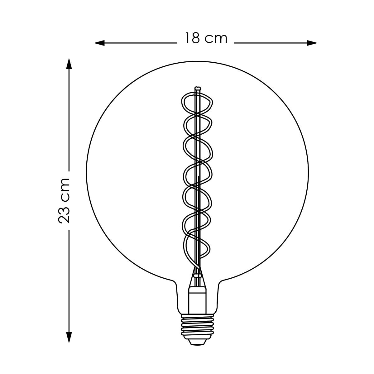 home sweet home collection Edison Vintage E27 | LED-Filament-Leuchtmittel Globe | G180 Spiral LED-Lampe | Rauch | Dimmbar | 6W 180lm 1800K | warmweißes Licht | für E27-Fassungen